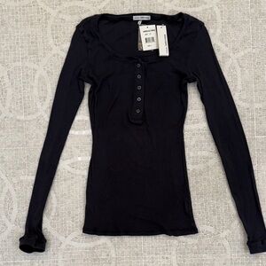 NWT James Perse Long Sleeve Scoop Neck Top Navy